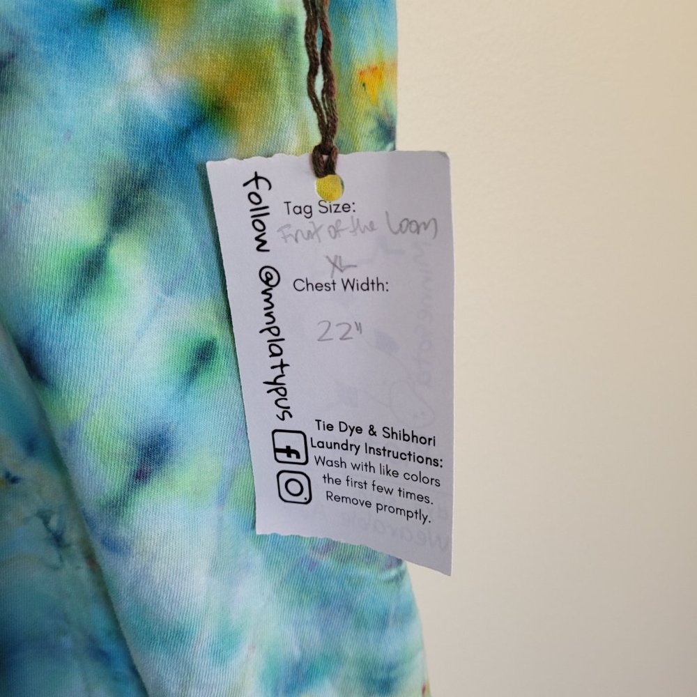 Custom Unisex Blue, Purple, & Green Tie-Dye T-Shirt - Picture 2 of 7